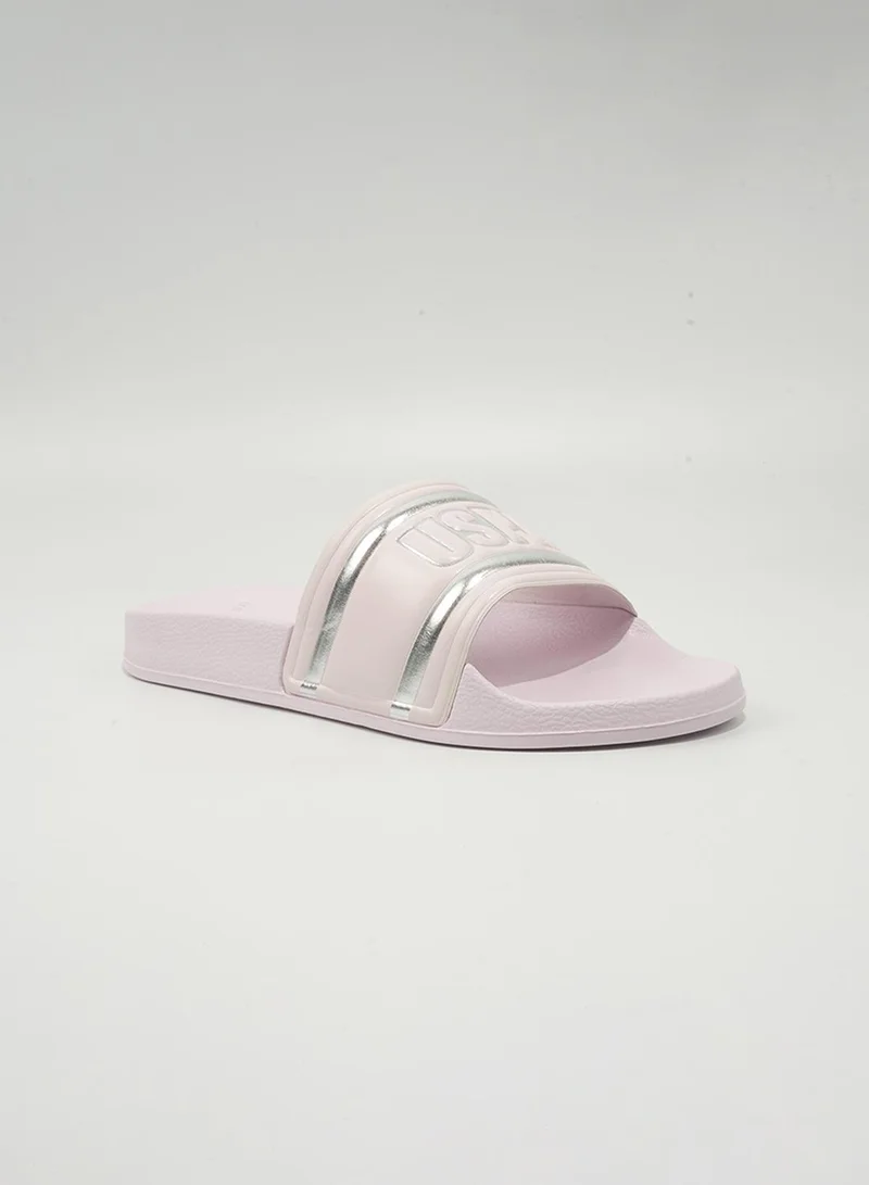 U.S. Polo Assn. Lary Women's Slip-On Comfortable Casual Everyday Slide Sandals - Powder