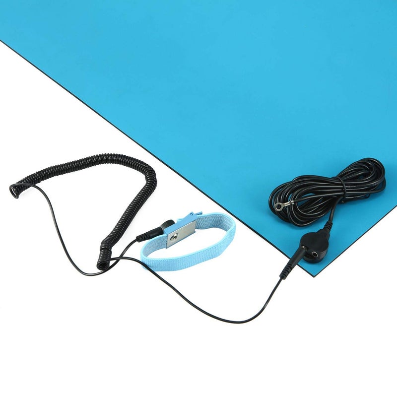MWRF Source™ ESD Mat Kit with Wrist Strap and Grounding Cord (2 FT x 4 FT, Blue) - Image 4