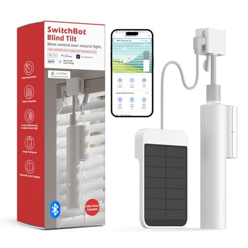 SwitchBot Blind Tilt Motorized Blinds - Smart Electric Blinds, Automatic Blind Opener and Closer, Solar Powered, Light Sensing Control, Add Hub Mini to Make it Compatible with Alexa & Google Home - Image 1