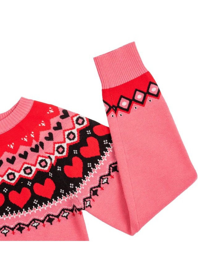 Beopjesk Heart Sweater for Women Winter Cute Long Sleeve Valentine's Day Knitted Pullover Jumper Tops (US, Alpha, Small, Regular, Regular, Pink) - Image 4