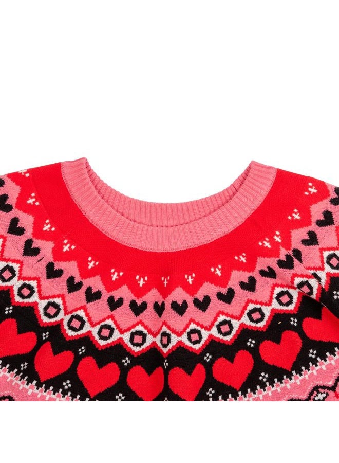 Beopjesk Heart Sweater for Women Winter Cute Long Sleeve Valentine's Day Knitted Pullover Jumper Tops (US, Alpha, Small, Regular, Regular, Pink) - Image 3