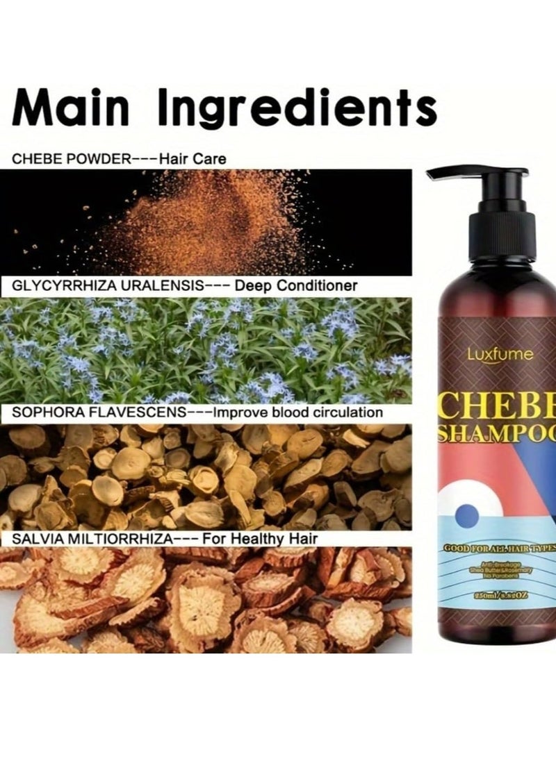 Luxfume 250ml Chebe Shampoo for Hair Growth Chebe Shampoo with Shea Butter Anti Dandruff Shampoo with Chebe Powder Hair Growth Moisturizing and Hair Thickening Chebe Shampoo Deep Conditioning  - Image 5