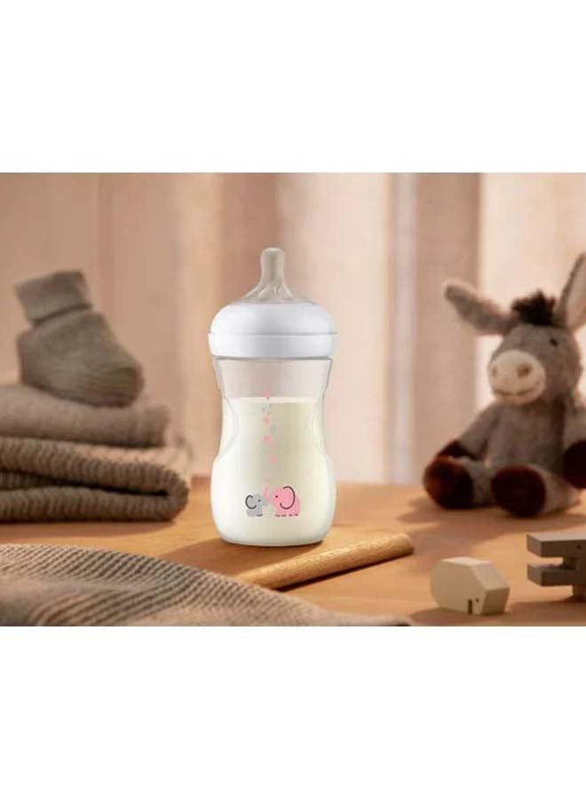 Philips Avent Natural Baby Bottle With Natural Response, Pink Elephant Design, 260 ml, Medium Flow (Flow 3), 3 Pieces - Image 3