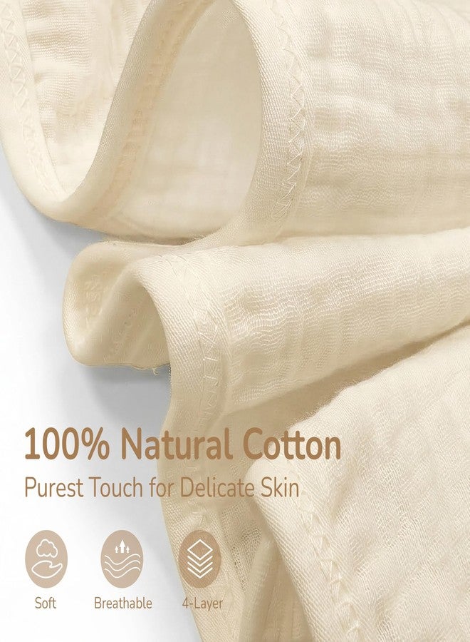 Kcikn Baby Hooded Towels Newborn, 100% Cotton Extra Large 32"x32" Toddler Bath Towel with Bear Ear Hood & Burp Cloth & Washcloths - Soft Absorbent for 0-24 Months Baby Boy Girl -Beige - Image 3