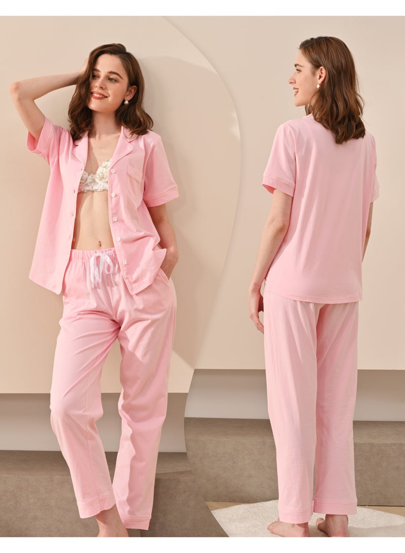100% Cotton Pajamas for Women Sets 2 Pieces Pjs Button short sleeves with Pockets Soft Sleepwear Loungewear XS-M - Image 5