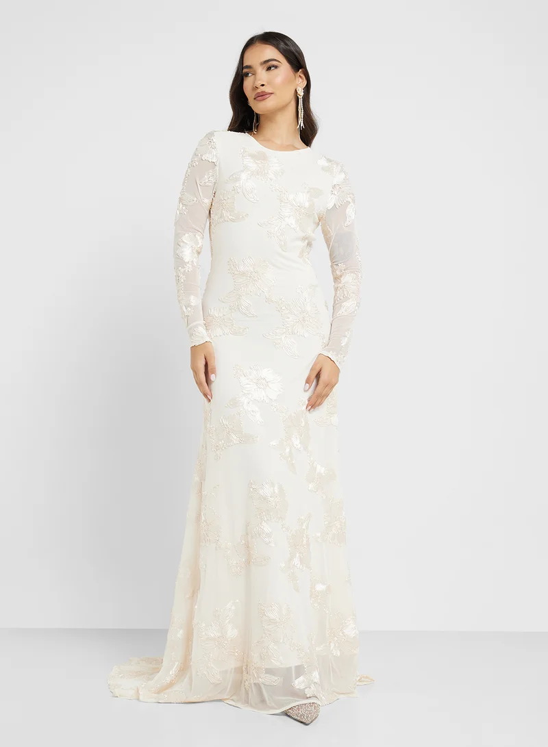 YAS Embellished Crew Neck Knitted Dress