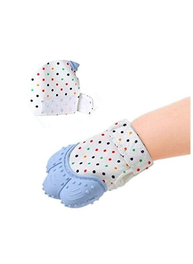 Pikkaboo - Organic 2in1 BPA Free nonslip baby mitten teether & pacifier - Blue - Image 1