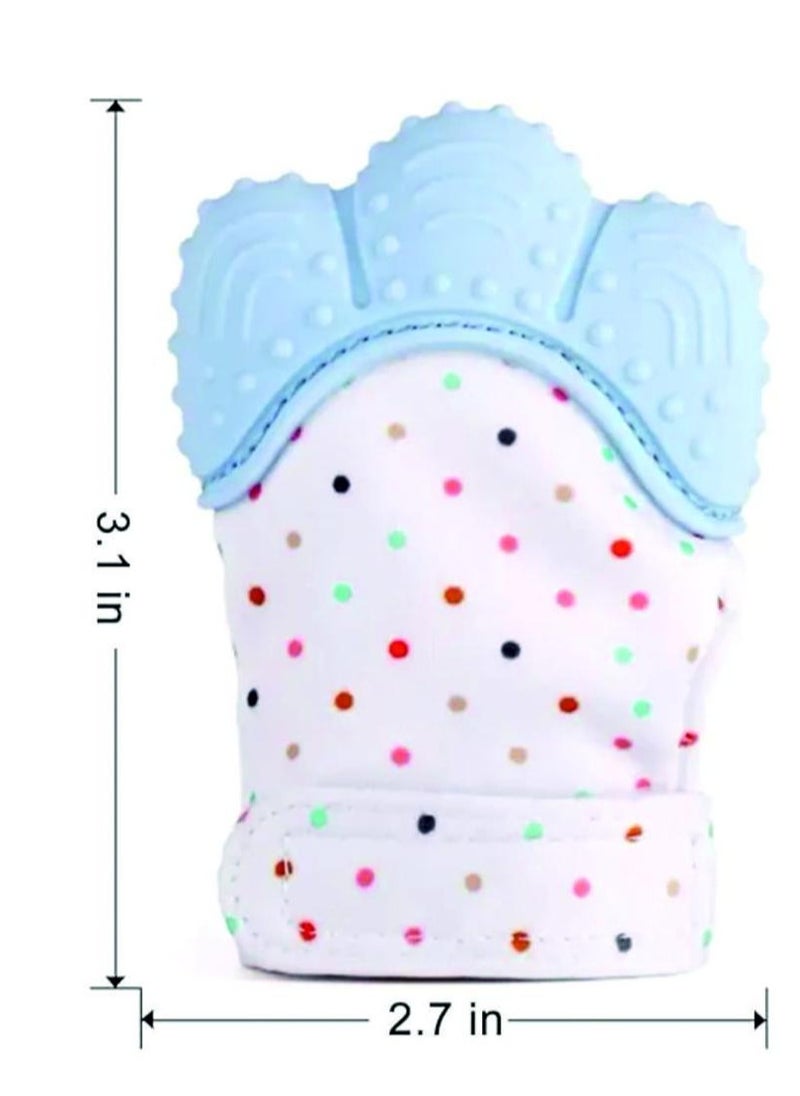 Pikkaboo - Organic 2in1 BPA Free nonslip baby mitten teether & pacifier - Blue - Image 1
