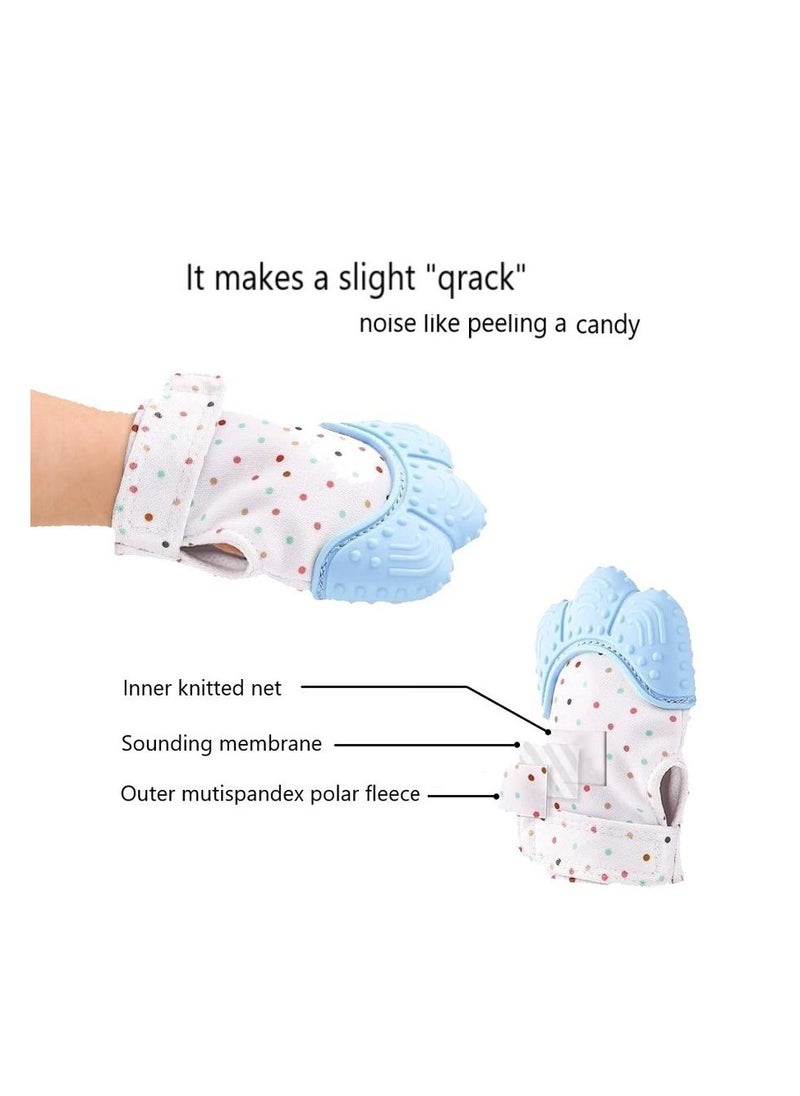 Pikkaboo - Organic 2in1 BPA Free nonslip baby mitten teether & pacifier - Blue - Image 1