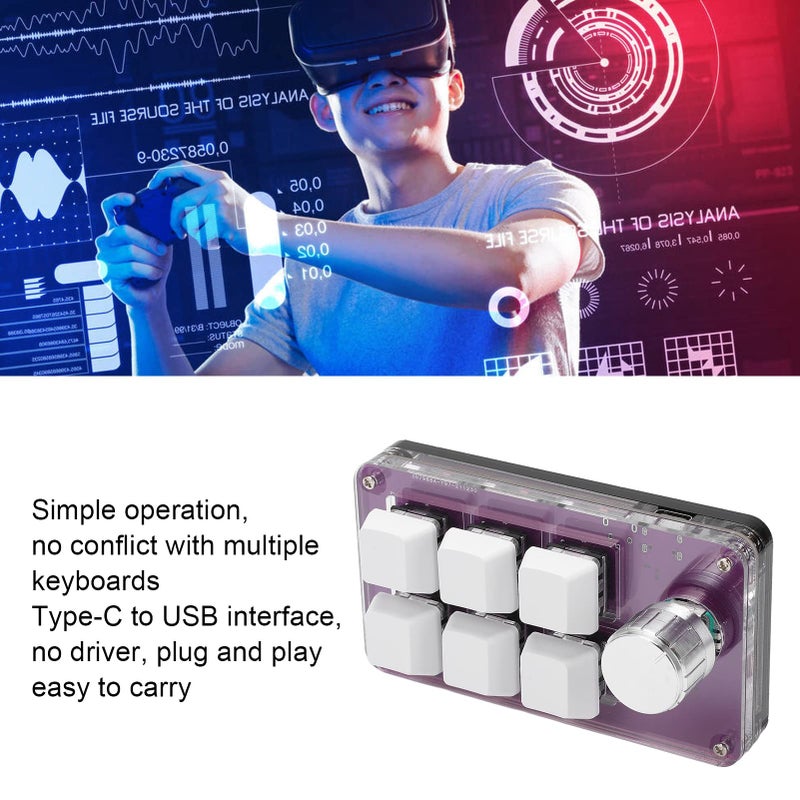 Programmable Mini Gaming Keypad with Knob One Handed Mechanical Keyboard - Image 4