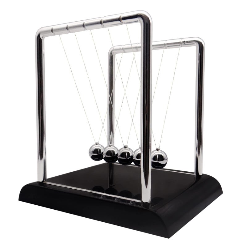 BEWITU Newtons Cradle Balance Pendulum Swinging Kinetic Balls Fun Science Physics Accessories for Adults Calm Down Fidgets Kit Desk Toys for Stress Relief Office Desk Decoration Large Black - Image 3