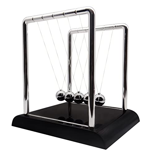 BEWITU Newtons Cradle Balance Pendulum Swinging Kinetic Balls Fun Science Physics Accessories for Adults Calm Down Fidgets Kit Desk Toys for Stress Relief Office Desk Decoration Large Black - Image 1