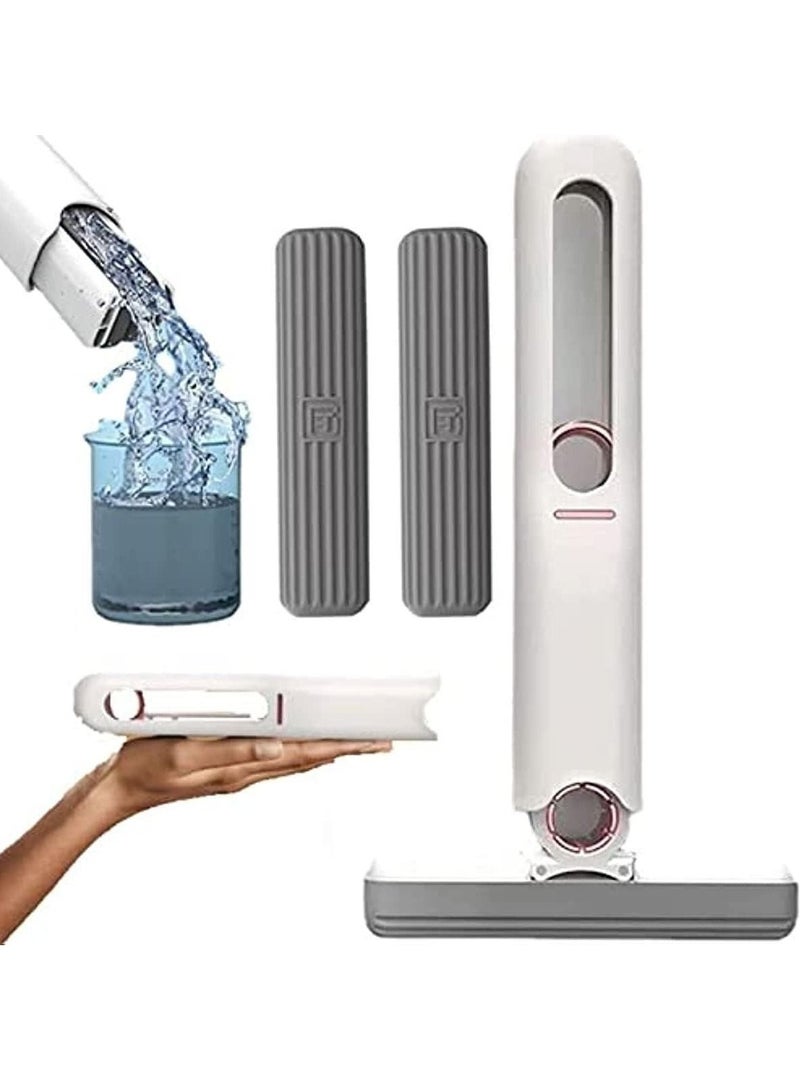 DubaiGallery Portable Self-Squeeze Mini Mop, Lazy Hand Wash-Free Strong Absorbent Mop, Wet and Dry Use Cleaning System for Small Spaces,Sponge Mop for Bathroom Kitchens Tableware Desktop Glass - Image 3