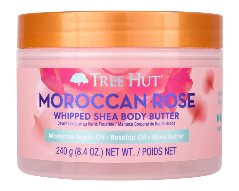 Tree Hut Moroccan Rose Whipped Shea Body Butter 84oz Lightweight Longlasting Hydrating Moisturizer with Natural Shea Butter for Nourishing Essential Body Care