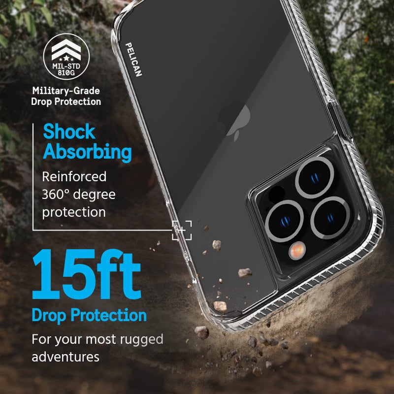 Pelican Ranger Series - iPhone 14 Pro Max Case 6.7" [Wireless Charging Compatible] [Anti-Yellow] Protective Phone Case with Anti-Scratch Tech [15ft MIL-Grade Drop Protection] 14 Pro Max Cover - Clear - Image 2