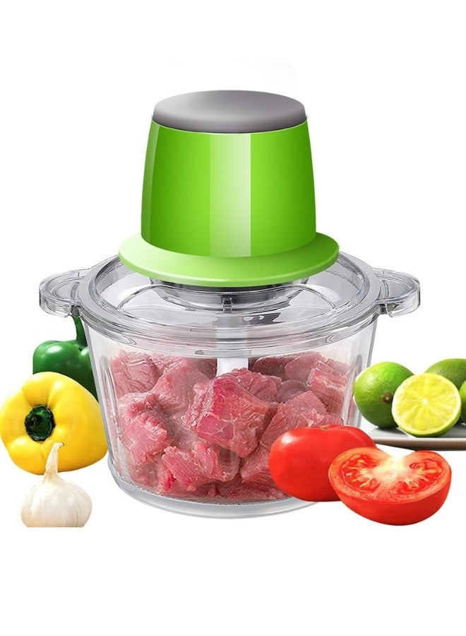 مفرمة لحم وقطاعة طعام مع وعاء بلاستيكي سعة 1.8 لتر، مفرمة اللحم التوابل الثوم أداة تقطيع الخضار الكهربائية التلقائي آلة فرم طاحونة المنزلية المطبخ 250 وات لون عشوائى - Image 1