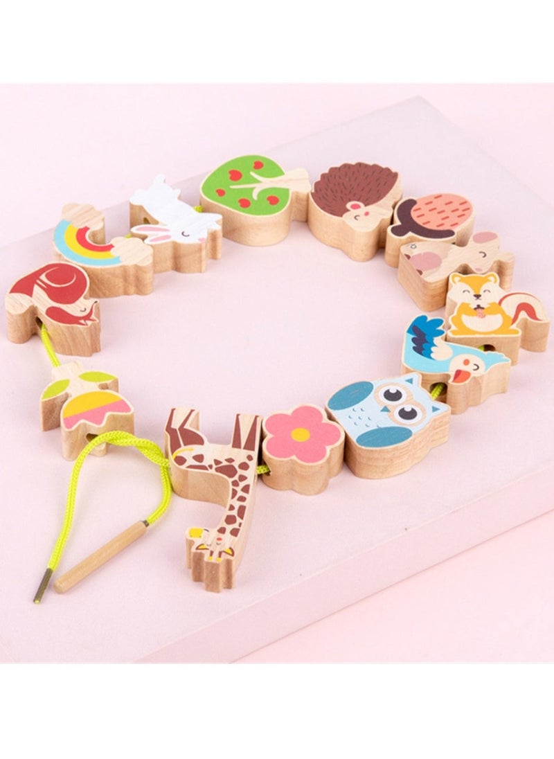 null - Wooden Toys Stacking Game for 1 2 3 Year Old String Lacing Beads for Toddlers Montessori Balancing Toy and Educational with Travel Bag Toy Early Learning Develops and Fine Motor Skills - Image 1