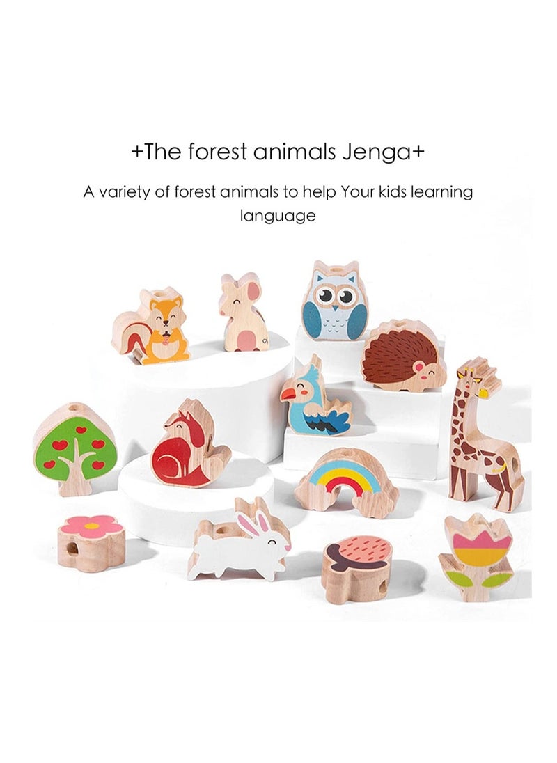 Wooden Toys Stacking Game for 1 2 3 Year Old String Lacing Beads for Toddlers Montessori Balancing Toy and Educational with Travel Bag Toy Early Learning Develops and Fine Motor Skills  - Image 2