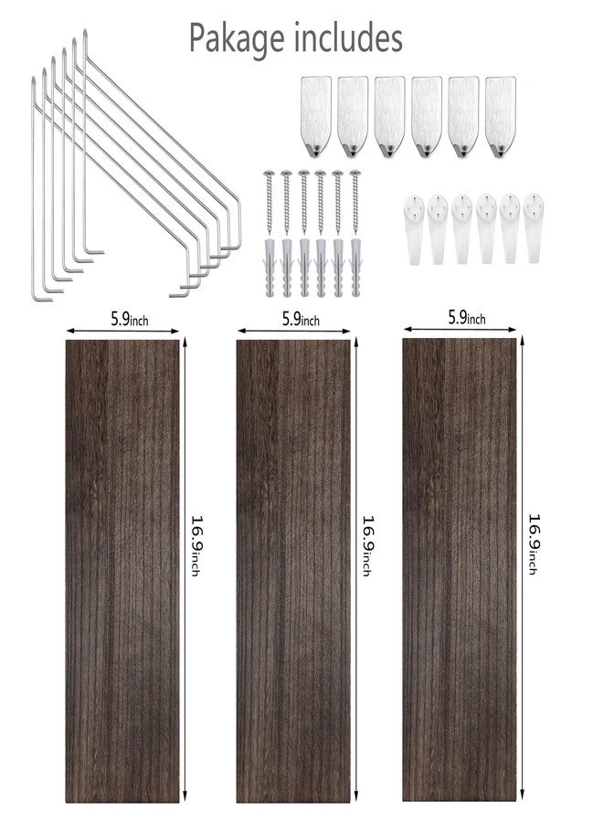 MITIME Floating Shelves Set of 3 Rustic Solid Wood Floating Shelf Wall Storage Shelves for Living Room, Bedroom, Bathroom, Kitchen Laundry, Office.no Drill Shelf(Retro Color L+L+L) - Image 4