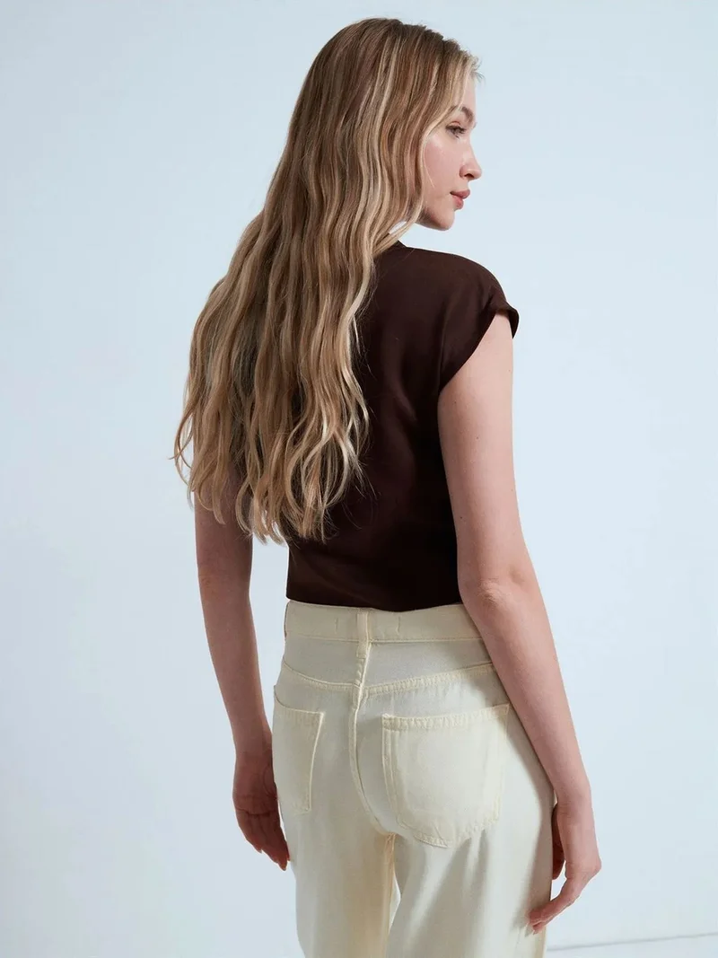 ديلفين Dilvin Crop Tencel Poplin Blouse
