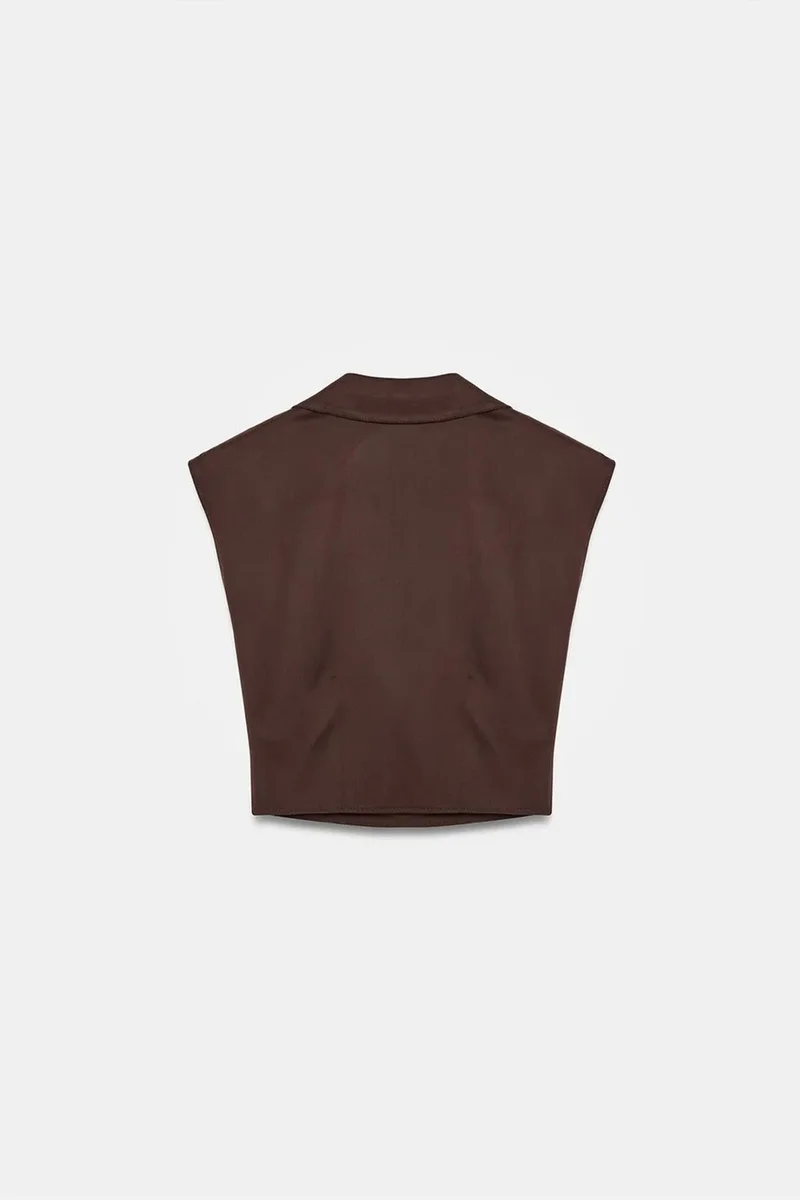 Dilvin Coffee Brown DILVIN Crop Tencel Poplin Blouse for Women | Best Price UAE