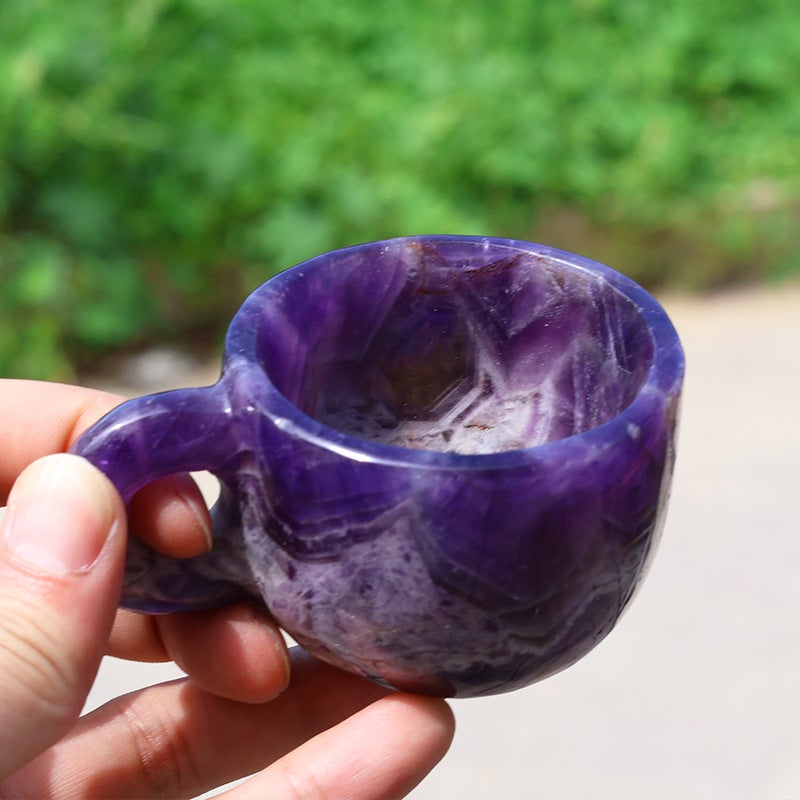 كوب كريستال طبيعي – كوب جمشت وكوارتز مصنوع يدويًا لديكور المنزل والهداياAmethyst