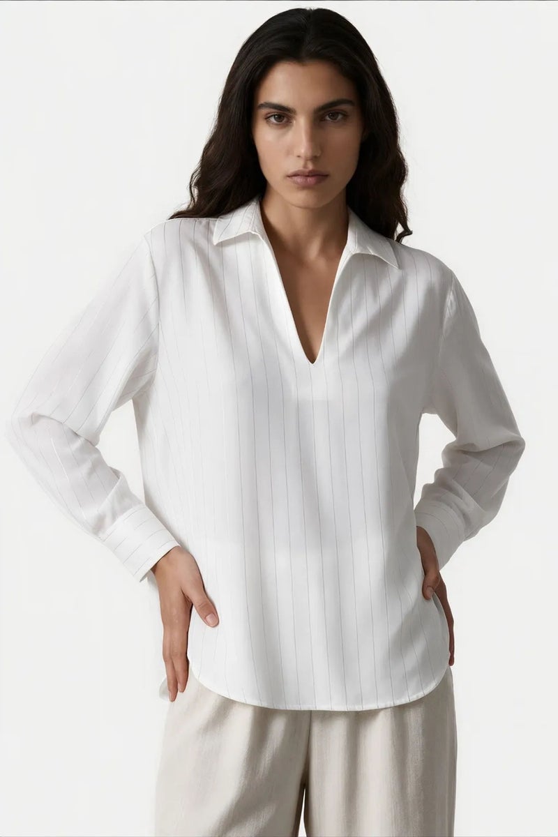Jennyfer Women's Striped V-Neck Blouse - Image 2