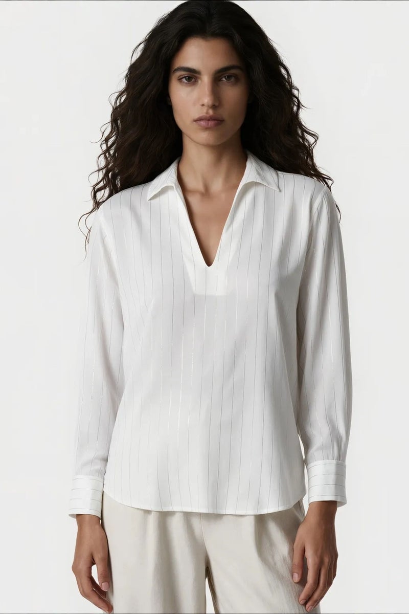 Jennyfer Women's Striped V-Neck Blouse - Image 4