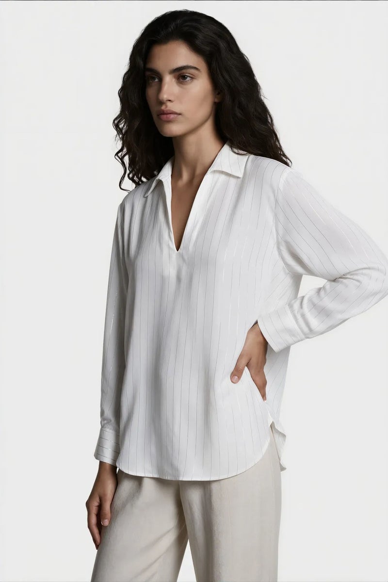 Jennyfer Women's Striped V-Neck Blouse - Image 1