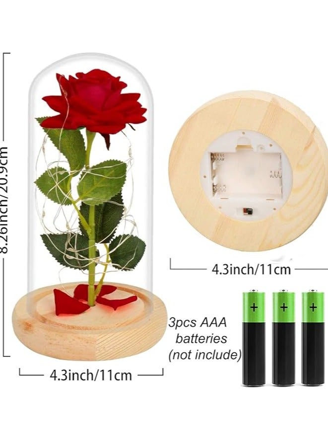 Generic Beauty and the Beast Glass Potted Rose Red Faux-Flower Forever Unique Gifts for Women Christmas Wedding Valentine's Day Anniversary Birthday - Image 5