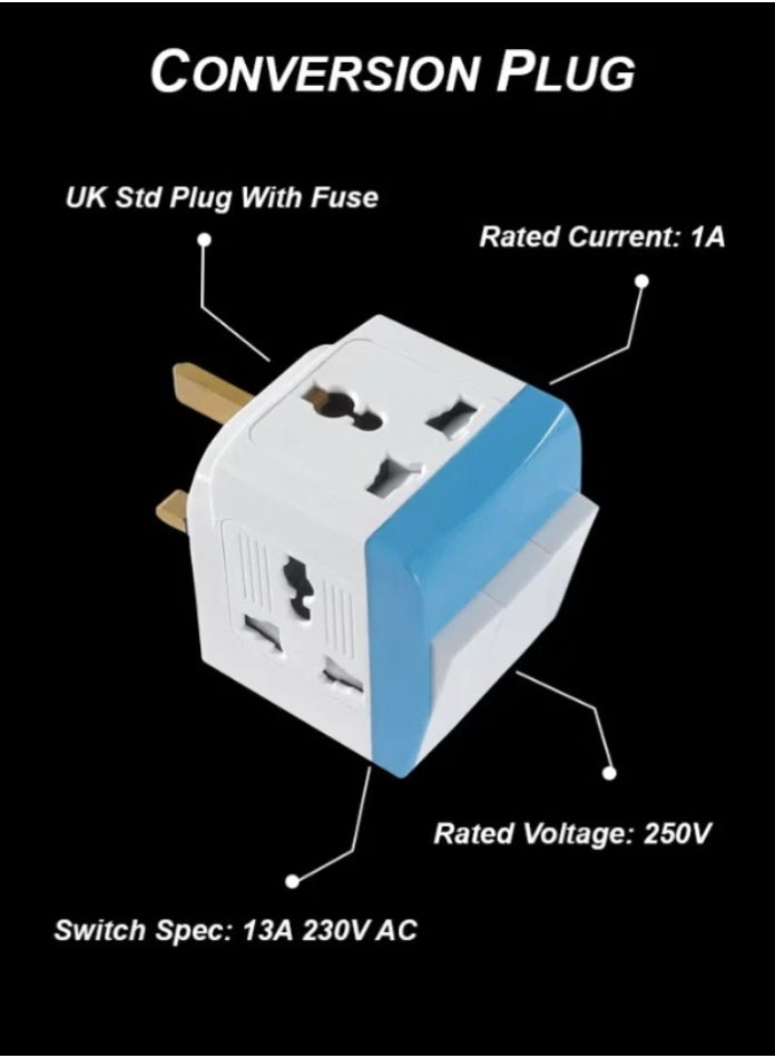 Fixer 13A Multi-Plug Universal Adapter with 3 Universal Sockets and Individual Power Switches - Image 5