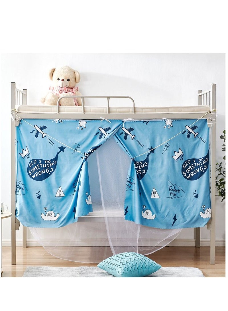Bluejw Blue Whale Designed Lower Deck Dorm Home Bunk Nets Bed Curtains Cloth Bed Canopy Blackout Students Curtain Shading Nets Breathable Dustproof Single Sleeper  - Image 1
