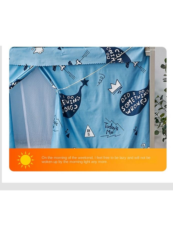 Bluejw Blue Whale Designed Lower Deck Dorm Home Bunk Nets Bed Curtains Cloth Bed Canopy Blackout Students Curtain Shading Nets Breathable Dustproof Single Sleeper  - Image 5