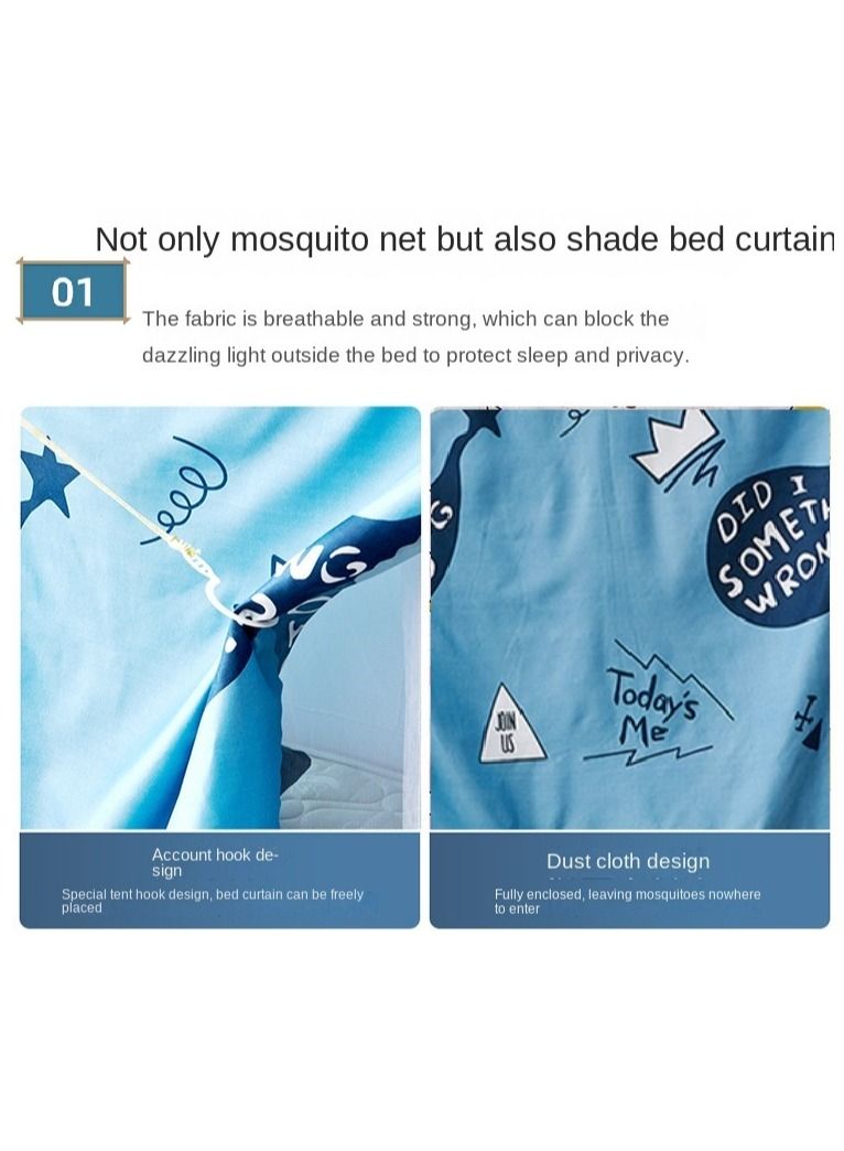 Bluejw Blue Whale Designed Lower Deck Dorm Home Bunk Nets Bed Curtains Cloth Bed Canopy Blackout Students Curtain Shading Nets Breathable Dustproof Single Sleeper  - Image 2