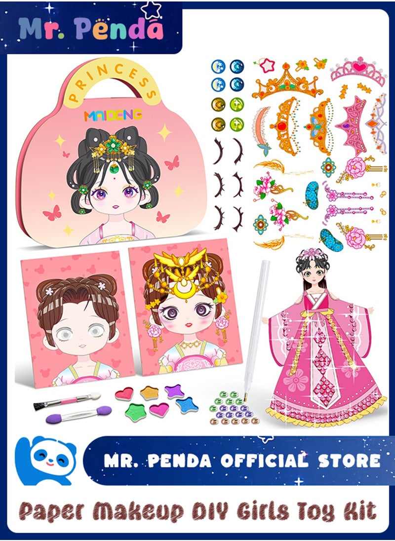 Mr. Penda Paper Makeup DIY Girls Toy Kit, Paper Craft Kits, Art Craft Activity with Diamond Painting and Princess Dress Up Set, Ideal Birthday Party Gift for Girls Ages 4 5 6 7 8 9+ Year Old  - Image 1