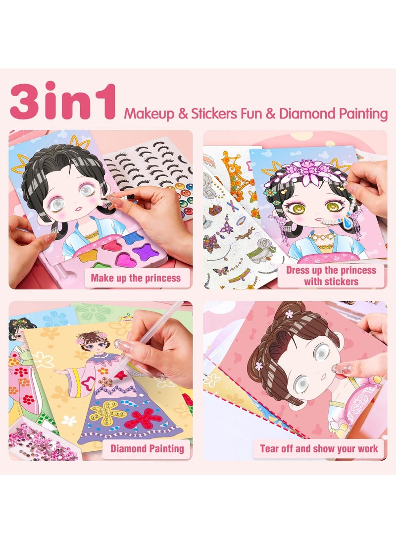 Mr. Penda Paper Makeup DIY Girls Toy Kit, Paper Craft Kits, Art Craft Activity with Diamond Painting and Princess Dress Up Set, Ideal Birthday Party Gift for Girls Ages 4 5 6 7 8 9+ Year Old  - Image 3