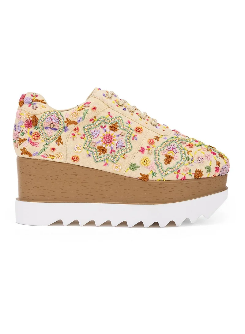 Anaar Anaar Rangeela WEDGE SNEAKERS, Womens Festive, Special Occasion and Partywear Premium Shoes