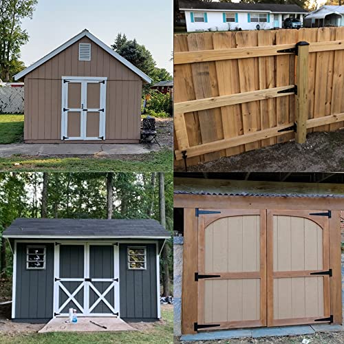 HILLMASTER 12 Inch T-Strap Heavy Duty Shed Door Hinges Gate Strap Hinges Black Tee Hinge Wrought Hardware for Wooden Fences,Yard,Barn Door,Rustproof (2 Pack) - Image 5