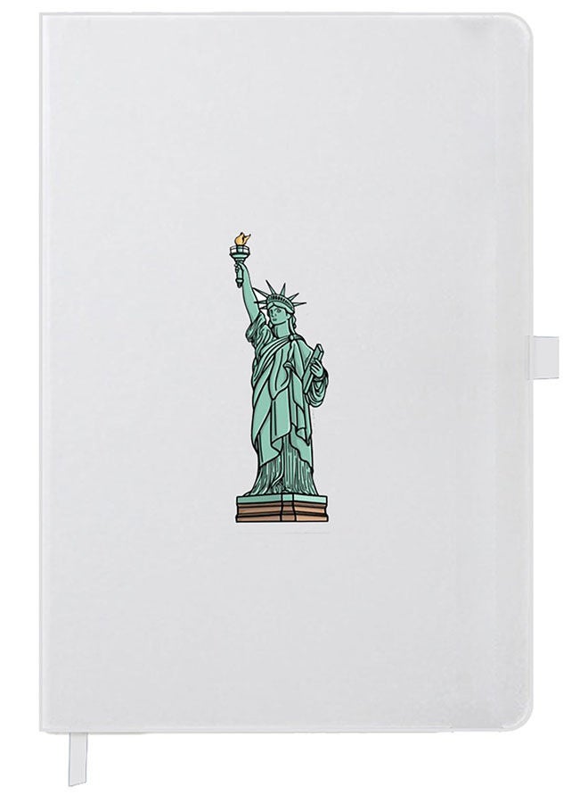 Theodor Designer A5 Thick White Hardcover Notebook Statue Of Liberty - Image 1