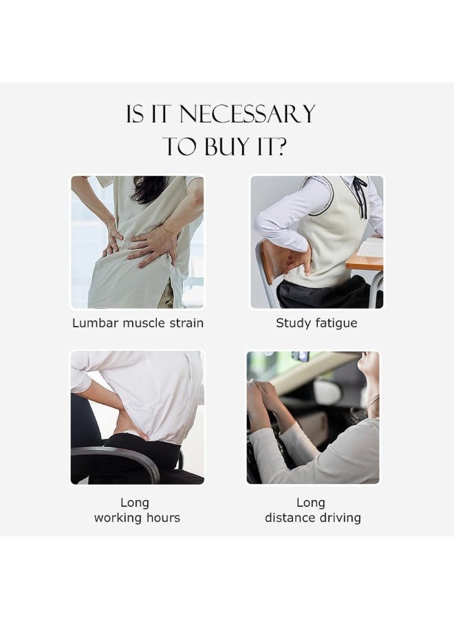 وسادة دعم الظهر المريحة لكراسي المكتب وتصحيح القوام - مسند ظهر طبي للجلوس لفترات طويلة - نظام ميموري فوم لتخفيف آلام أسفل الظهر - Image 2