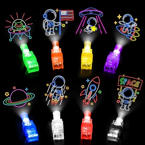 Bamamon 32 Pcs Finger Lights Space Theme Party Favors for Kids Glow in the Dark Light Up Party Supplies Astronaut Toys Gifts Bulk for Kids 3 4 5 8 Boys Girls Birthday Goodie Bags Stuffers Classroom Prizes - Image 1