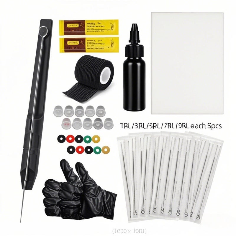 Hand Stick Tattoo Kit: Lock Pin Buckle Design, Anti-Needle Flying, Precision Grooves - Faster Coloring, Suitable Stroke Length Tattoo Needles Set for DIY Tattoo Enthusiasts & Professional Artists - Image 1