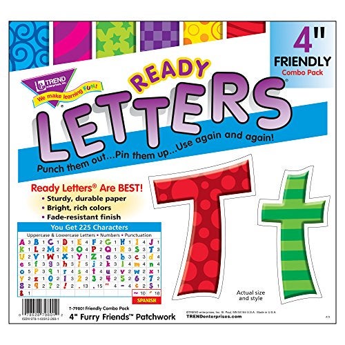 TREND enterprises, Inc. Patchwork Furry Friends 4" Friendly Combo Bulletin Board Ready Letters - Image 3