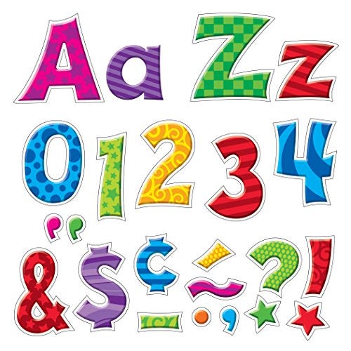 TREND enterprises, Inc. Patchwork Furry Friends 4" Friendly Combo Bulletin Board Ready Letters - Image 1