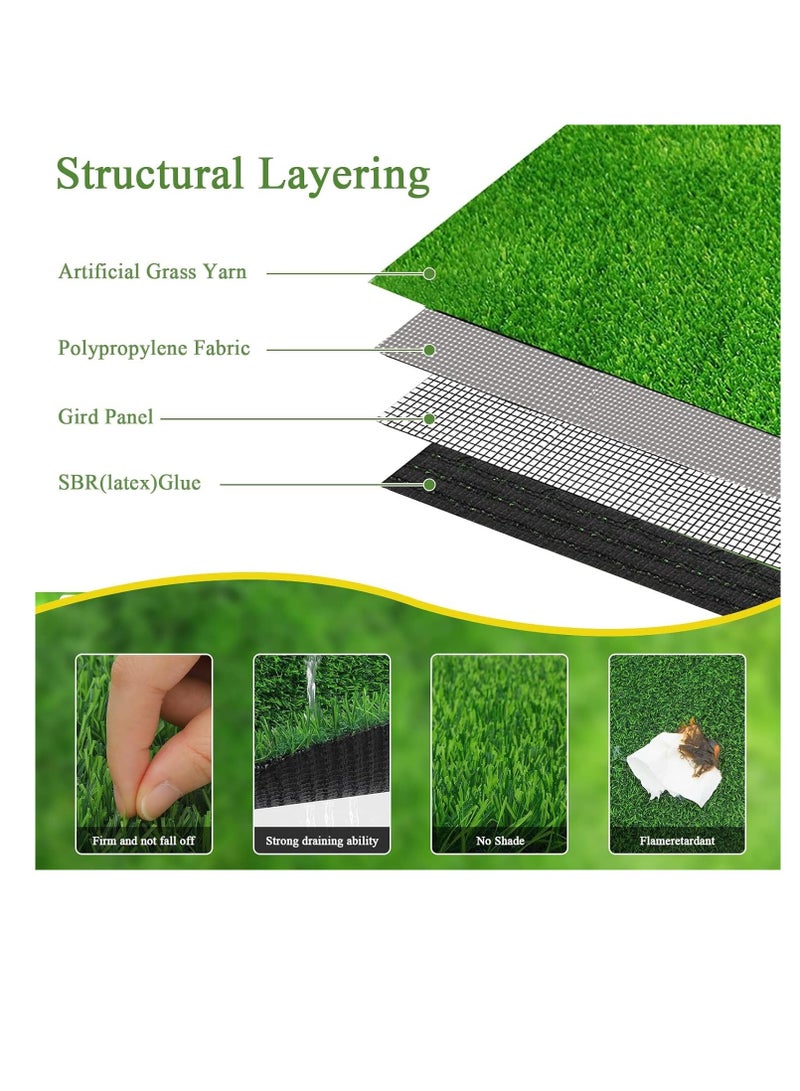 𝐅𝐅𝐃 2x25M سجادة عشب صناعي واقعية - سجادة للكلاب داخلية/خارجية مع تصريف، عشب صناعي للحديقة والحديقة والشرفة وتزيين المناظر الطبيعية - Image 3