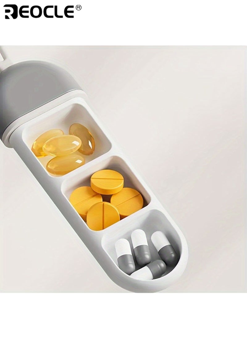 REOCLE 3pcs Mini Portable Pill Organizer 3 Compartment Travel Pill Box for Carry-On Medicine Storage and Daily Drug Dispenser - Image 3