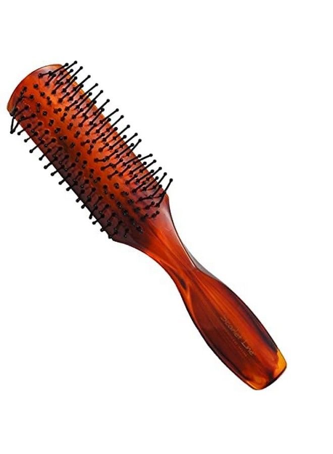 Scarlet Line Professional 7 Row Small Size Flat Hair Brush With Anti Slip Grip Handle With Ball Tip Nylon Bristles For Hair Styling Tortoise - Image 1
