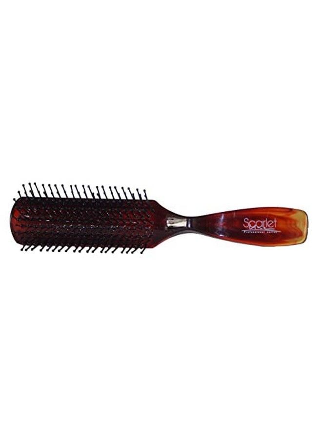 Scarlet Line Professional 7 Row Small Size Flat Hair Brush With Anti Slip Grip Handle With Ball Tip Nylon Bristles For Hair Styling Tortoise - Image 3