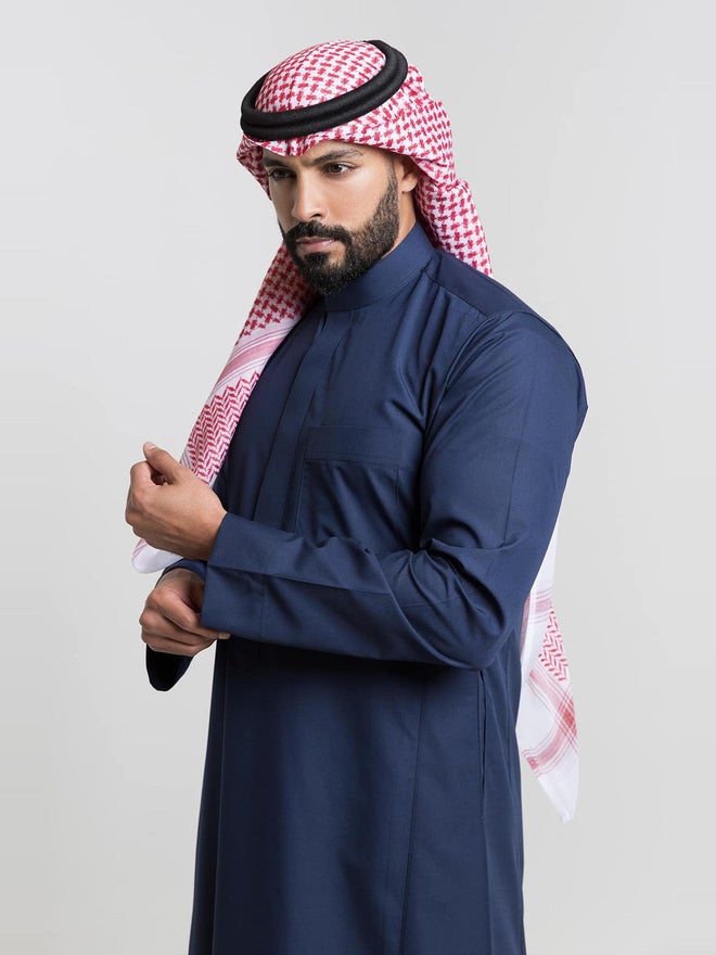 الشياكة ثوب كلاسيك رجالي صيفي، أزرق - 55 بوصة - Image 1