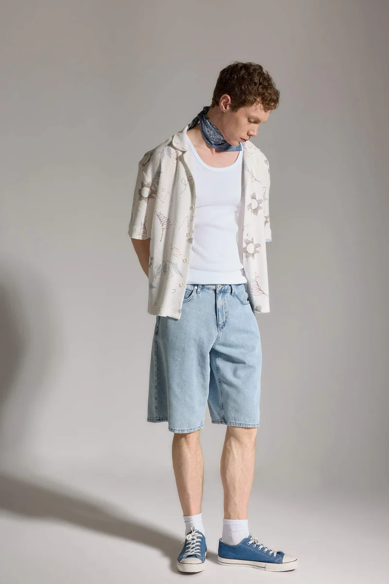 DeFacto Baggy Fit Bermuda Denim Shorts